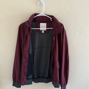 Nautical Men’s Small Burgundy Jacket with Hidden Hood
